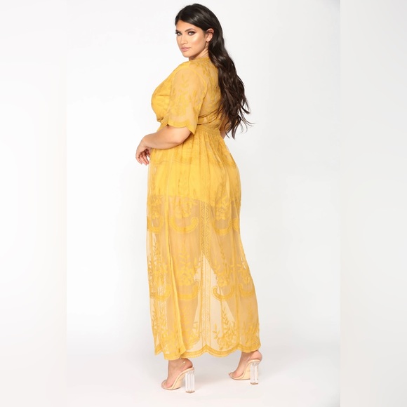 Fashion Nova Yellow Lace Romper Dress - Picture 4 of 4